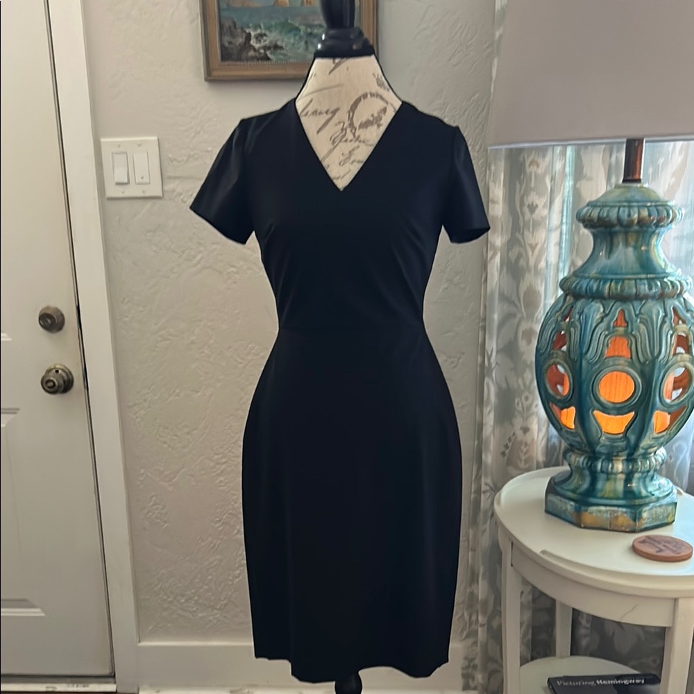 J. Crew Black Sheath Dress V-Neck Short Sleeve